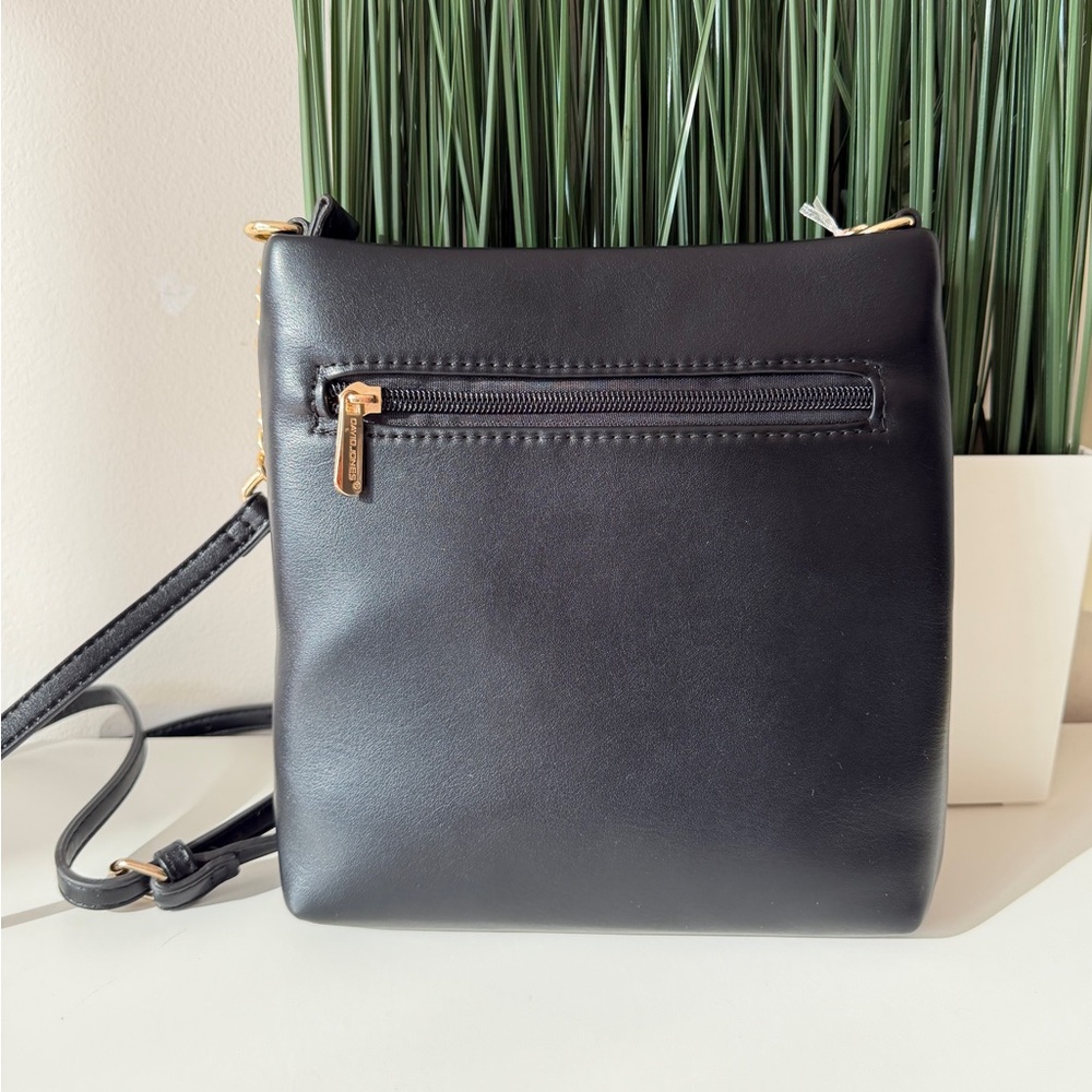 David Jones Black Quilted Leather Crossbody Bag Gold Chain Strap NEW - Picture 3 of 8